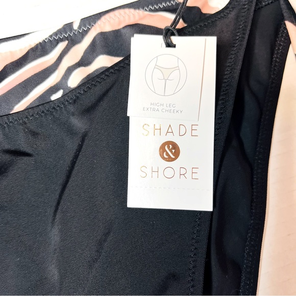 Shade & Shore Animal Print Ultra High Leg Cheeky Bikini Bottom Size M (8-10) New - Picture 3 of 6